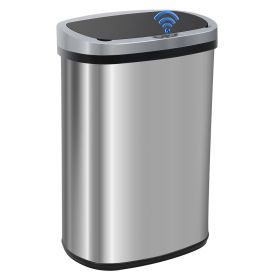 Touch Free Sensor Stainless Steel Trash Can; 13.2 Gallon