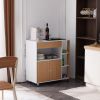 Kitchen Island Cart with 5 Shelves 1 Drawer, Rolling Kitchen Storage, Mobile Island on Wheels, White & Wood