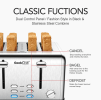 4 piece Ultra Wide Slot Toaster Automatic Multi-stove Breakfast Toast SUS304 Dual Control Panel 6 Bake Browning Level High Lift Bar 3 Features-Thaw /