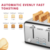 4 piece Ultra Wide Slot Toaster Automatic Multi-stove Breakfast Toast SUS304 Dual Control Panel 6 Bake Browning Level High Lift Bar 3 Features-Thaw /