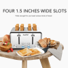 4 piece Ultra Wide Slot Toaster Automatic Multi-stove Breakfast Toast SUS304 Dual Control Panel 6 Bake Browning Level High Lift Bar 3 Features-Thaw /